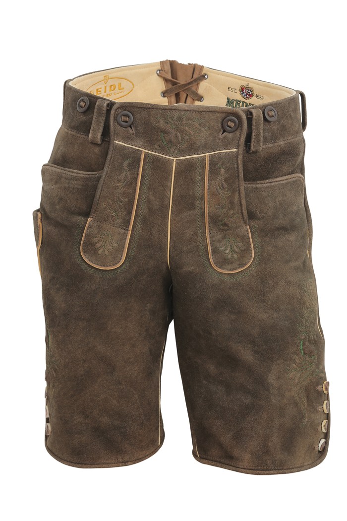 Lederhose STEIRERBUA Braun Stick Grün